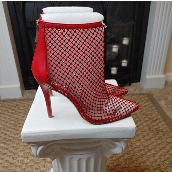 CHARLES DAVID AFTERHOURS RED RHINESTONE MESH BOOTIE, FIERY RHINESTONE RED 7.5 - Picture 11 of 16